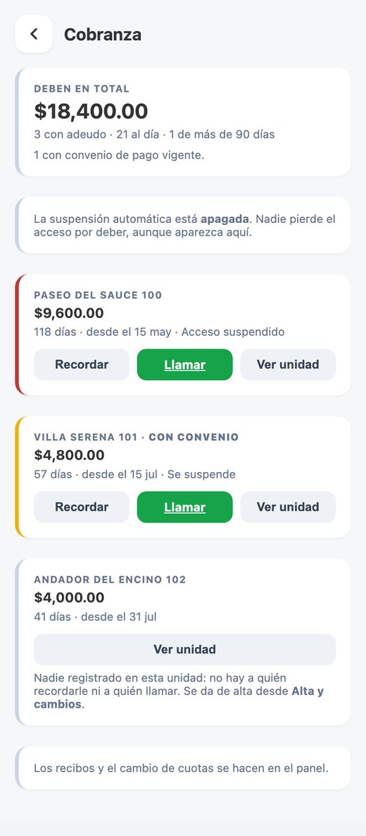 Cobranza en el teléfono: cuánto se debe en total y el detalle por
                      domicilio, con su antigüedad.