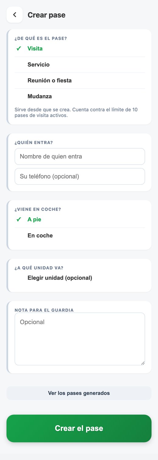Crear un pase desde el teléfono: los tipos de pase, con la regla de
                      cada uno escrita debajo.